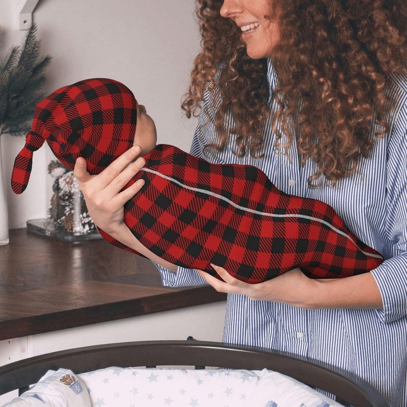 Figtihw Christmas Checkered Swaddle Blankets Newborn Receiving Blanket Baby Swaddle Wrap Soft Sleeping Sack for Baby Girls Boys - Image 4